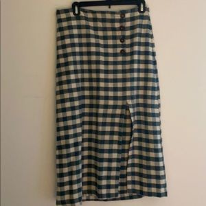 Gingham midi skirt with slit